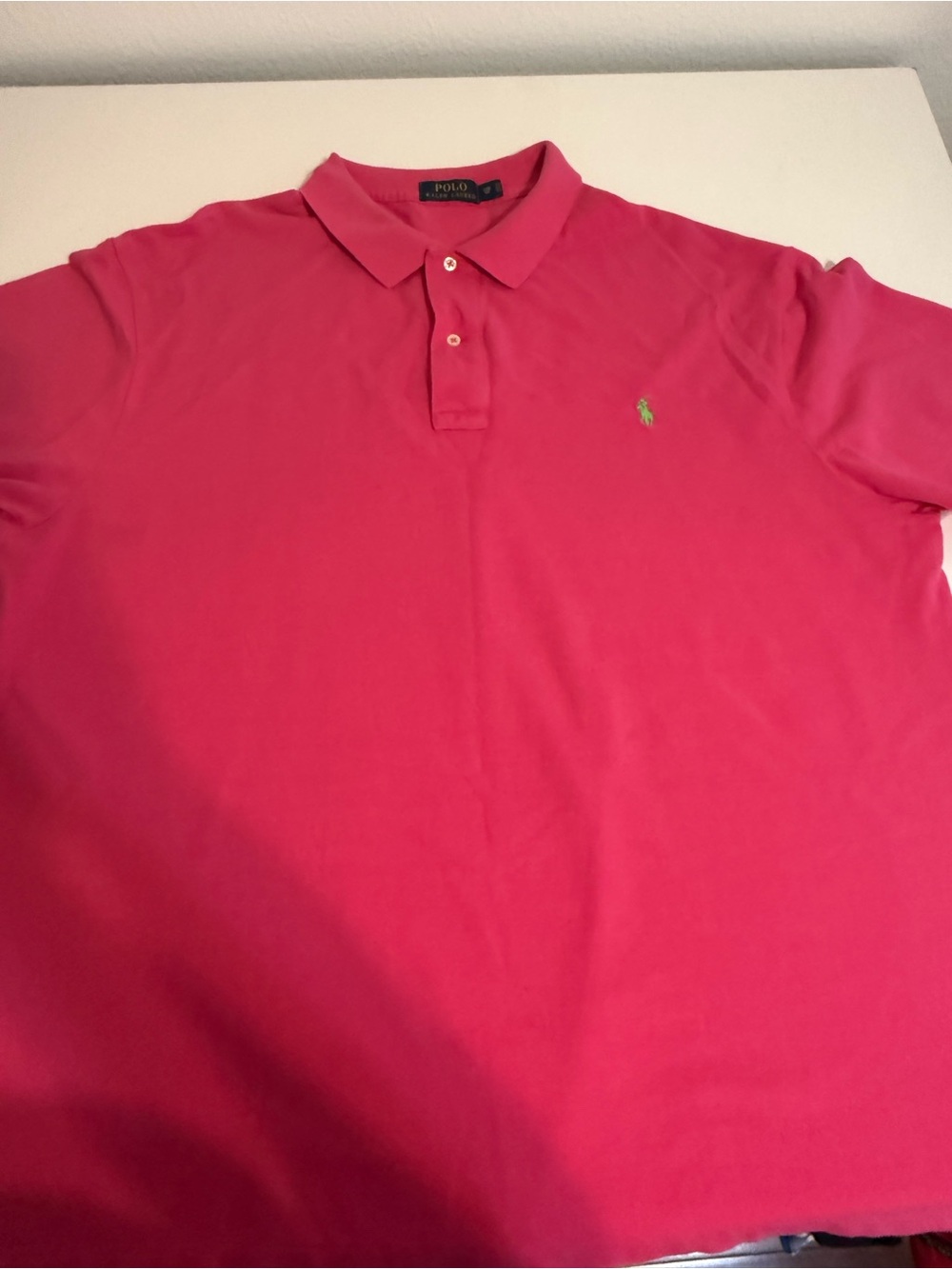 Polo Ralph Lauren Men’s 2XB Big Pink Polo Shirt Green Pony Logo